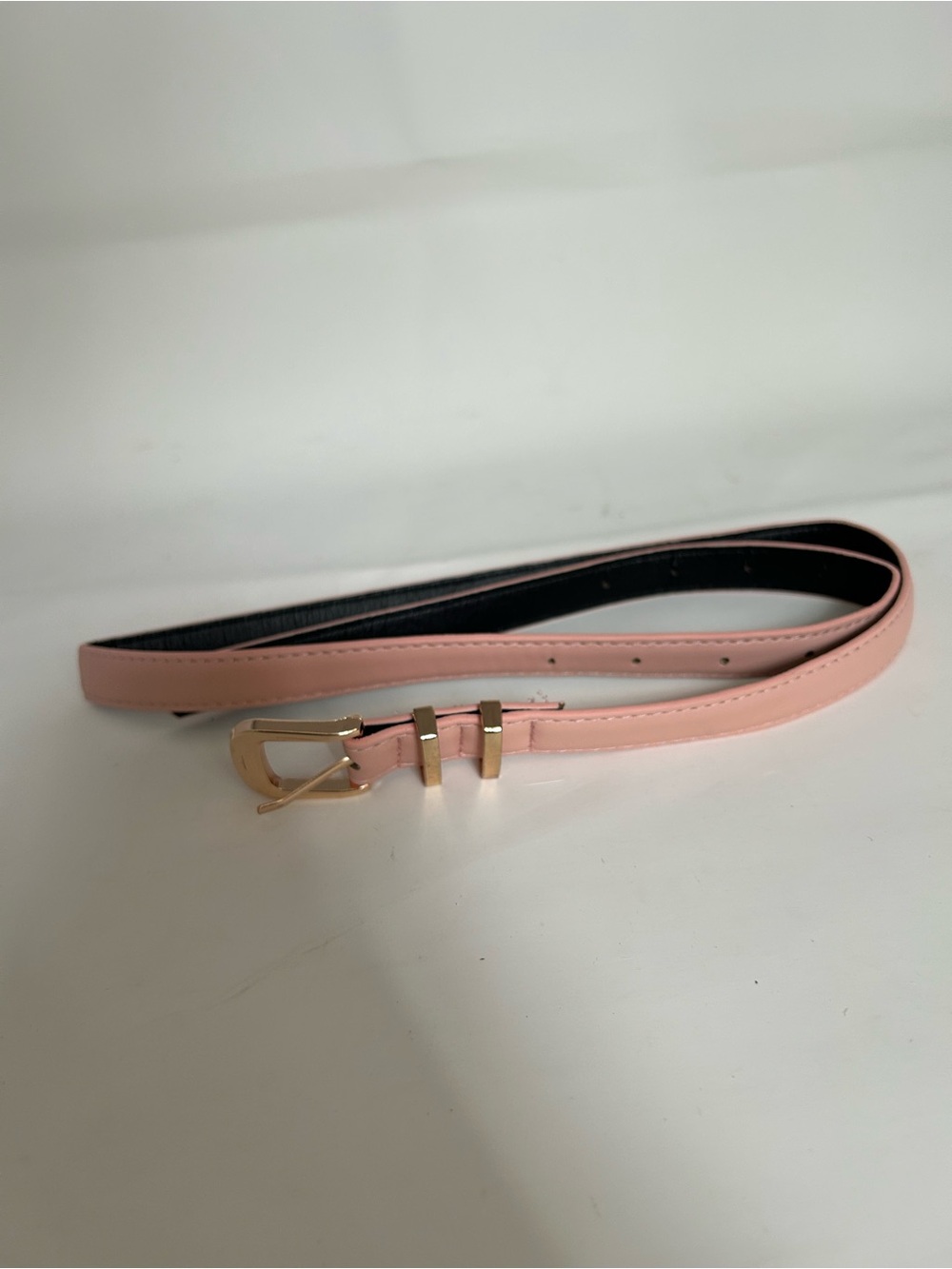 Slim Pink Women's Belt with Gold Buckle